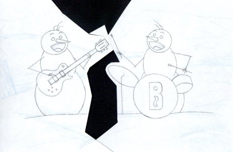 The two snowmen taped together